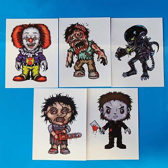Set of 10 Terror Stickers Series 2, Horror Characters - Picture 3 of 5